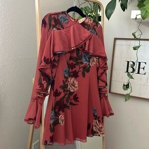 KEEPSAKE THE LABEL Pink Floral Midi Dress XS